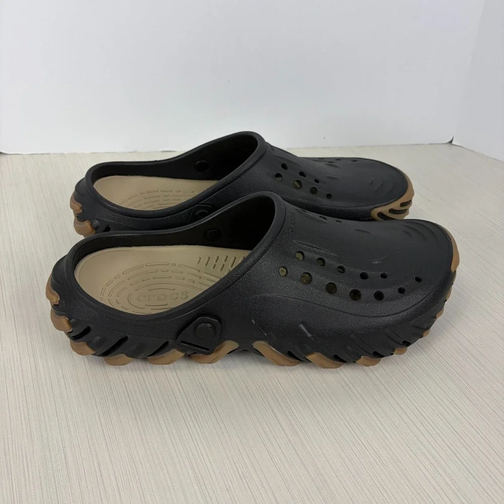 CROCS Echo Clog Black Gum Adjustable Strap 211675-001 Size Mens Size 12 NEW